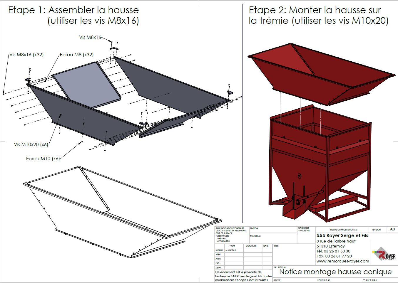 Plan de montage cône trémie SAS ROYER Serge Fils